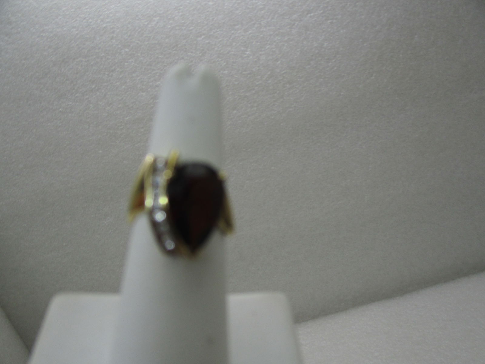 10KT Vintage Rubellite, White Topaz Ring, Mod Statement, Sz. 6.75 - 2