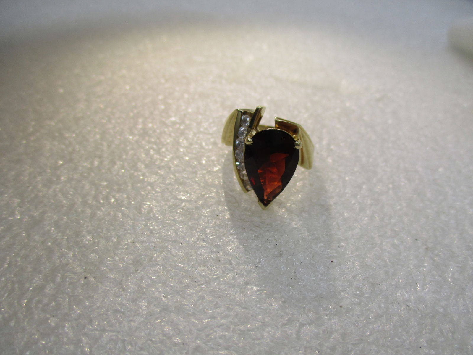 10KT Vintage Rubellite, White Topaz Ring, Mod Statement, Sz. 6.75 - 4