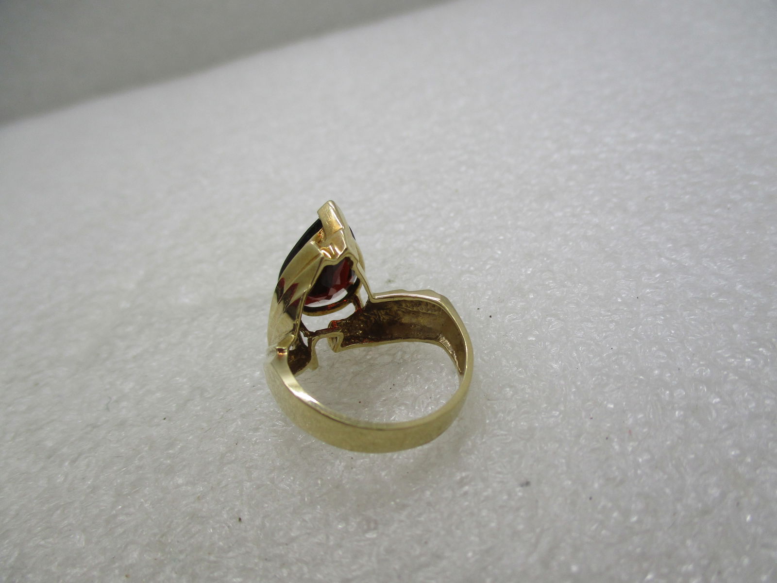 10KT Vintage Rubellite, White Topaz Ring, Mod Statement, Sz. 6.75 - 6