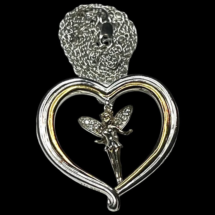 Vintage Sterling Silver Two-Tone Tinker Bell Heart Necklace (1 of 8)