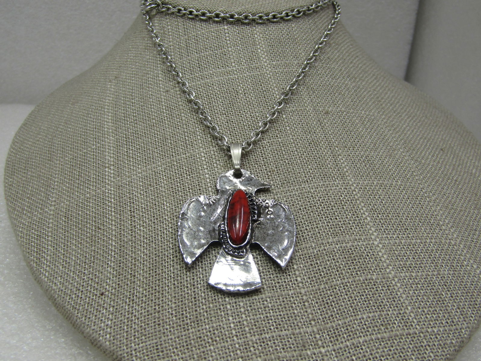 Vintage Costume Southwestern Thunderbird Necklace, 22" - 2