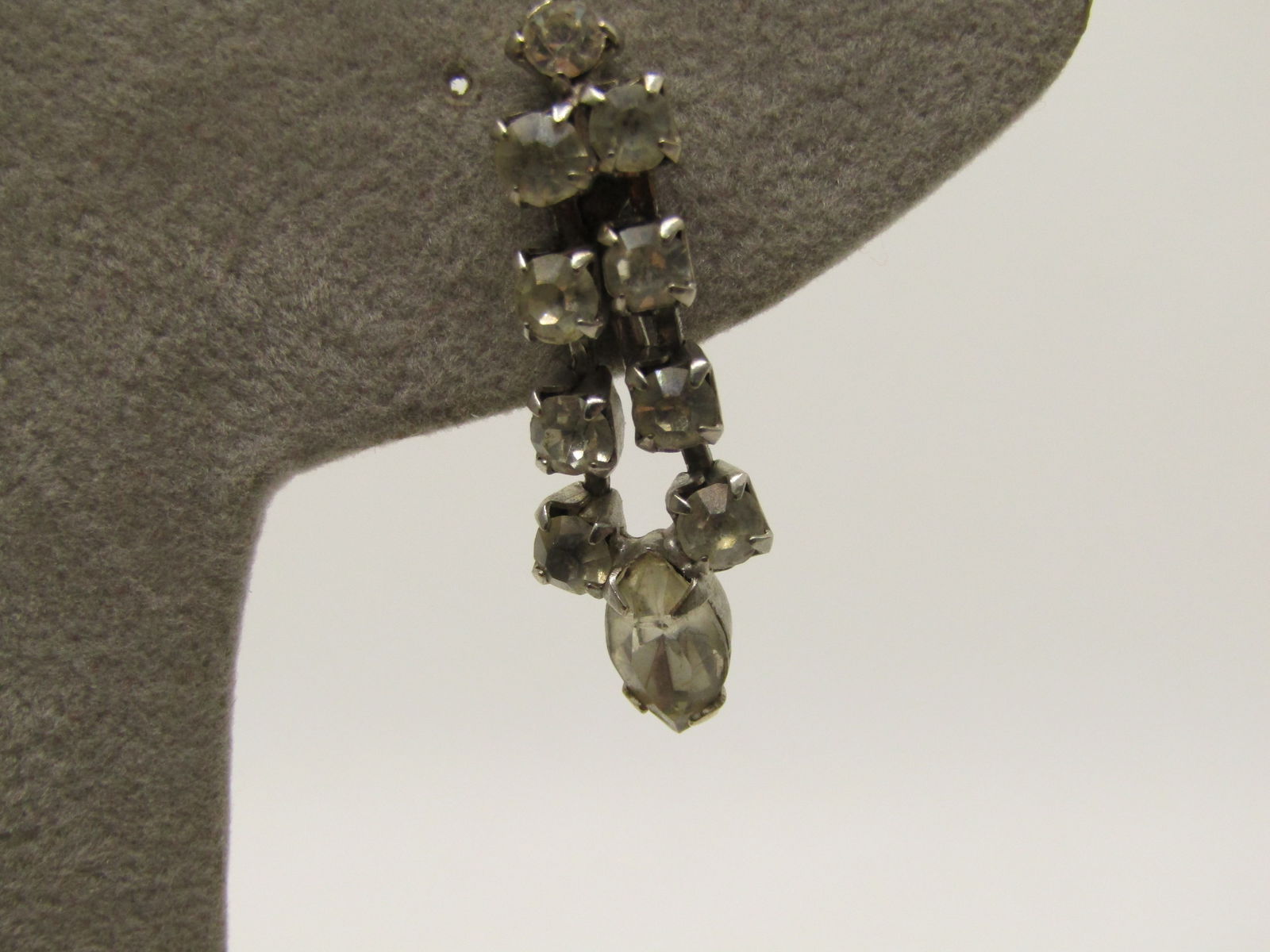 Vintage Art Deco Rhinestone Drop Earrings, Screw Back, 1.25" - 3