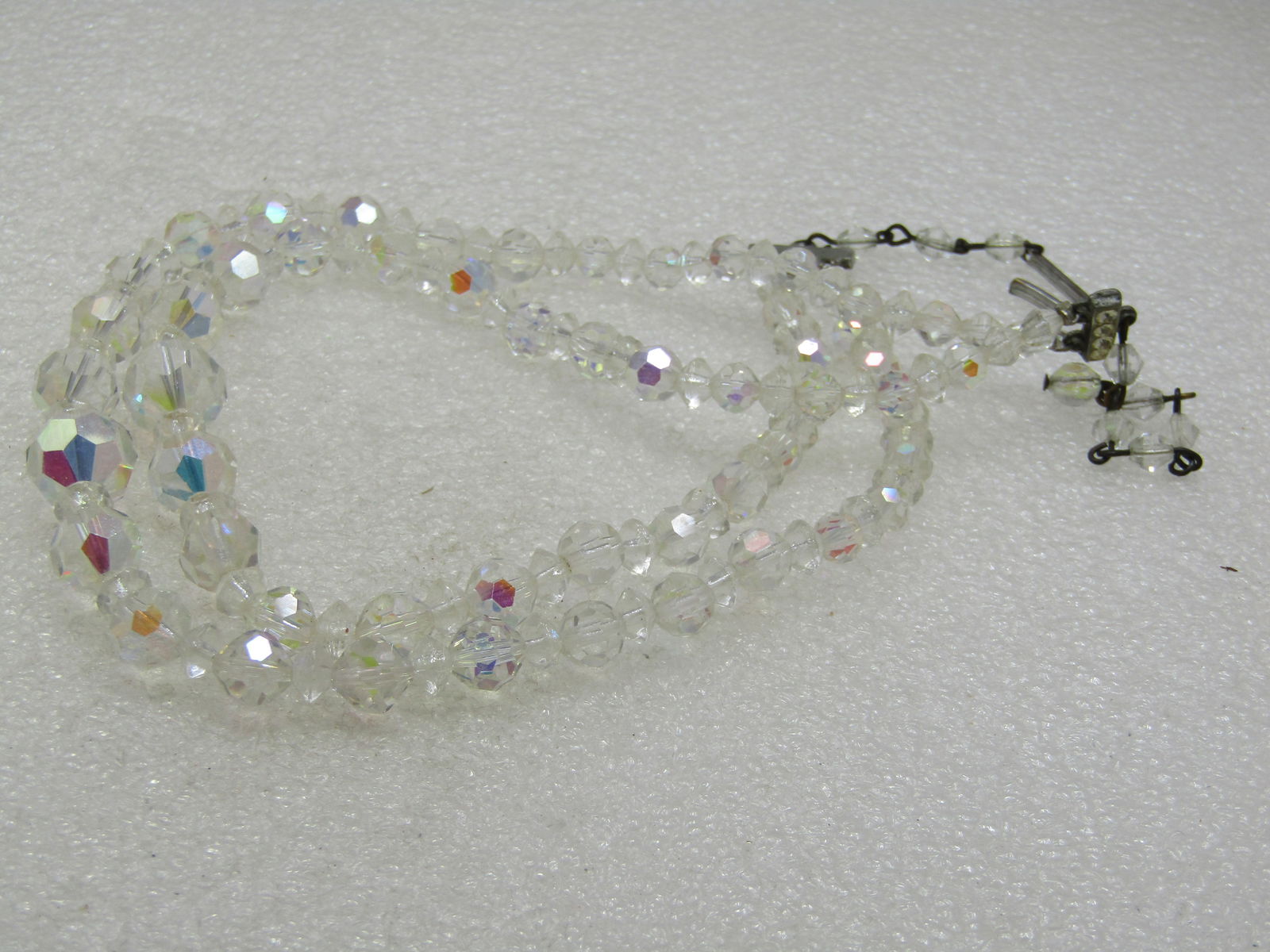 Vintage Aurora Borealis Crystal Necklace, Double-Strand, 16" - 3