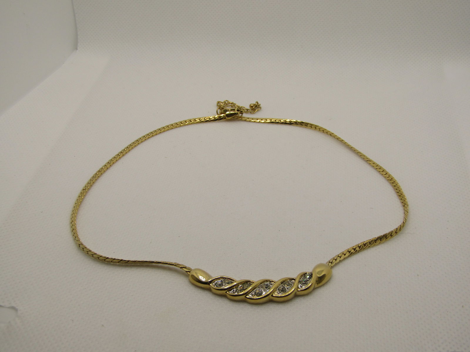 Vintage Rhinestone Curved Necklace, 18.5", 1980's-1990's - 6