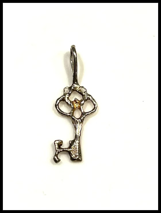 Vintage Sterling Silver Key Pendant - 3