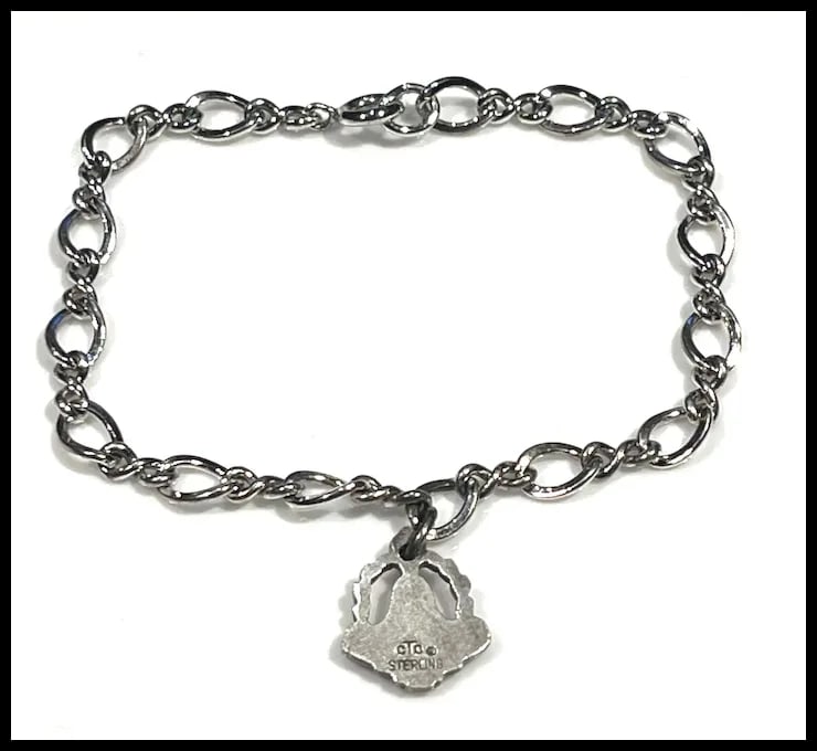 Vintage Sterling Silver Charm Bracelet Attendance 1 Year Award Charm - 4