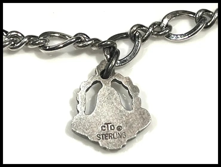 Vintage Sterling Silver Charm Bracelet Attendance 1 Year Award Charm - 5
