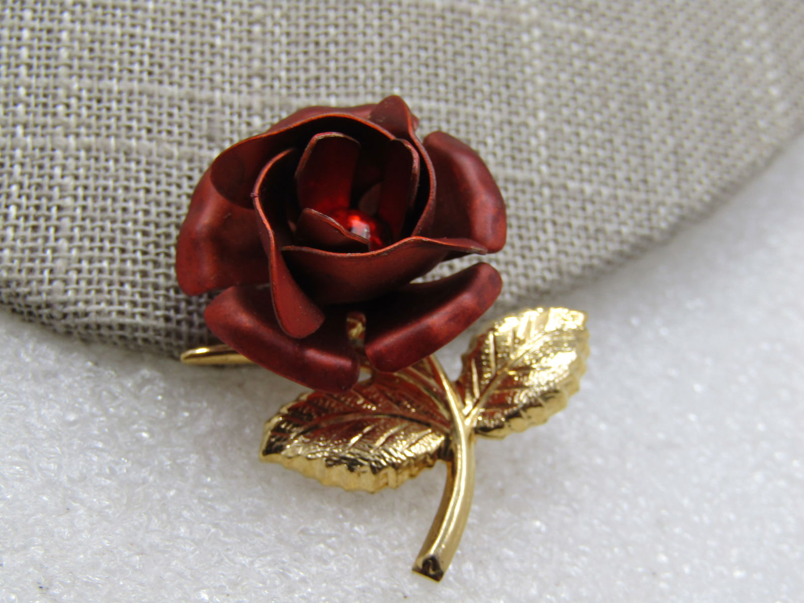 Vintage Burnt Orange 3-D Rose Necklace 16", 1960's-1970's - 2