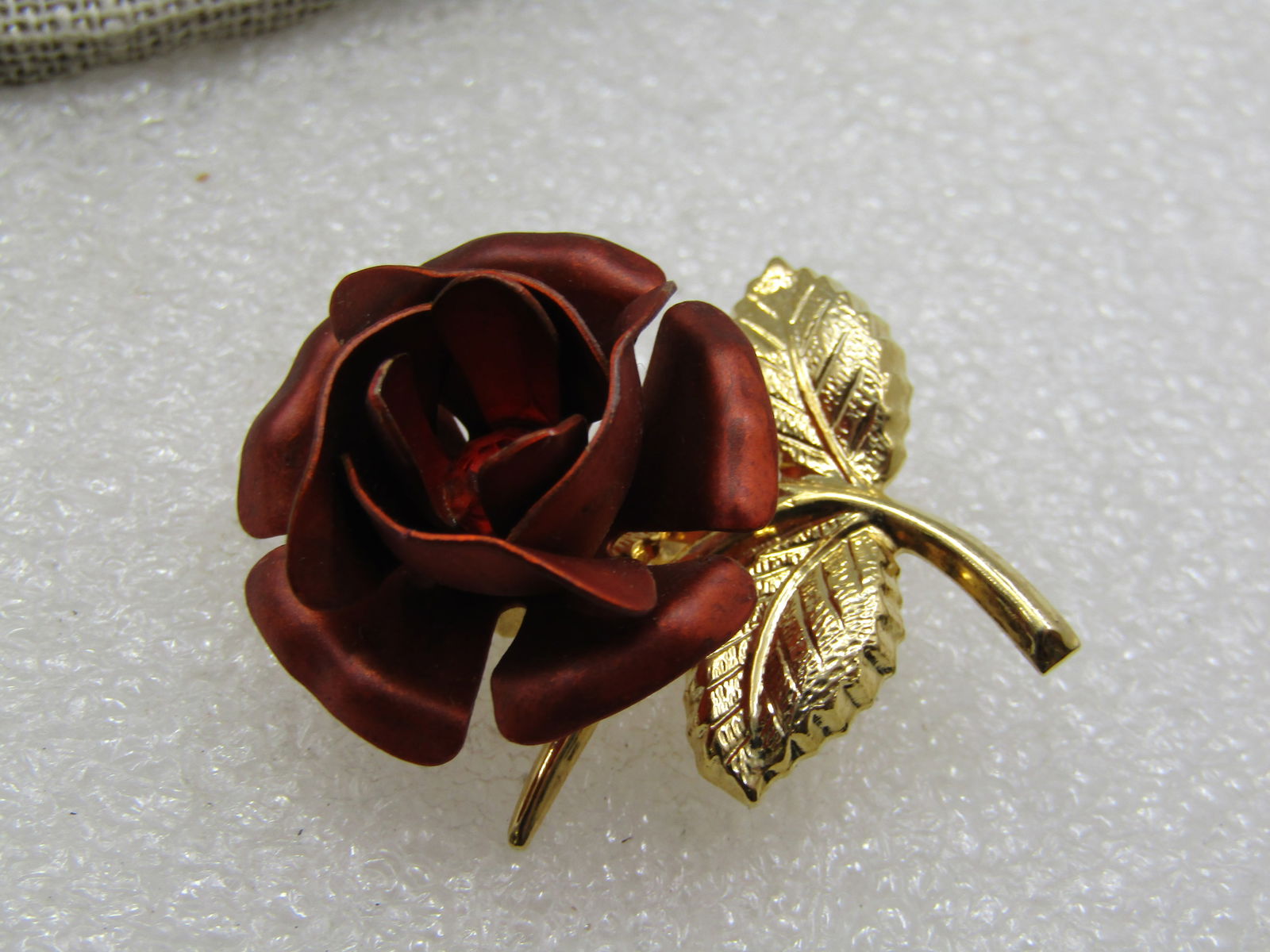 Vintage Burnt Orange 3-D Rose Necklace 16", 1960's-1970's - 3