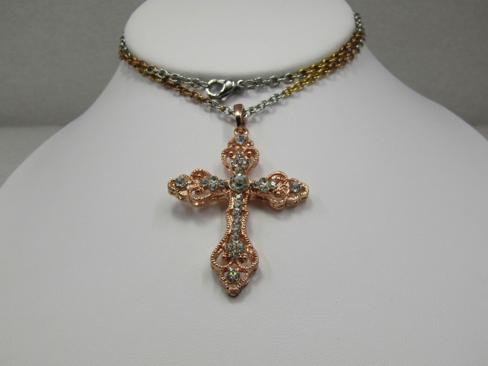 Interchangeable Rhinestone Cross Necklace, Set in Box - 2