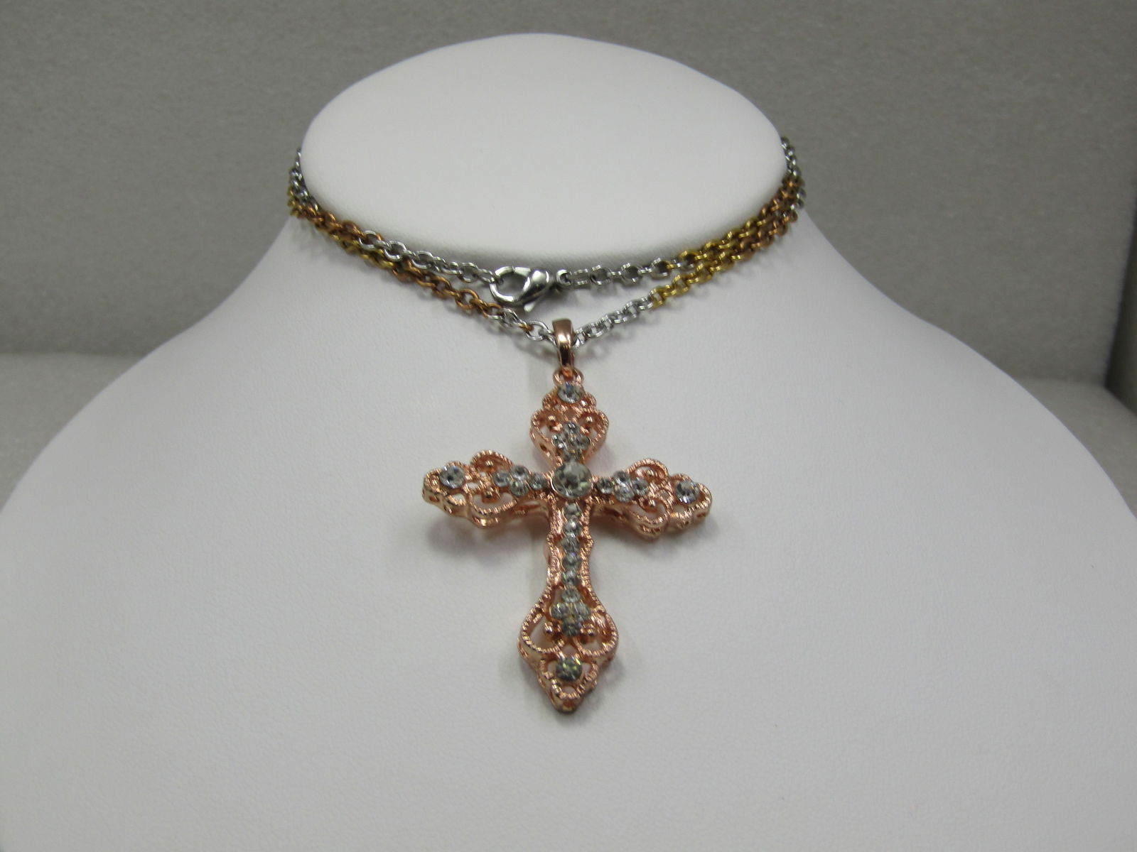 Interchangeable Rhinestone Cross Necklace, Set in Box - 3