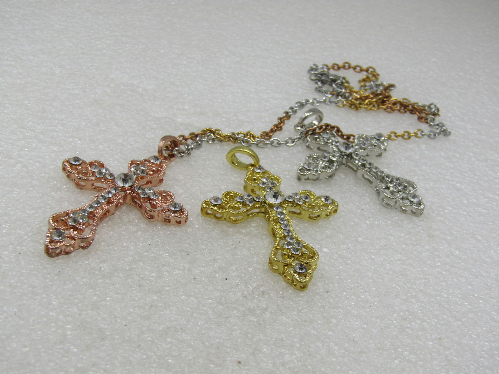Interchangeable Rhinestone Cross Necklace, Set in Box - 7
