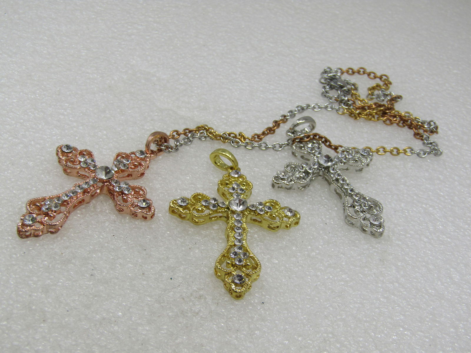 Interchangeable Rhinestone Cross Necklace, Set in Box - 8