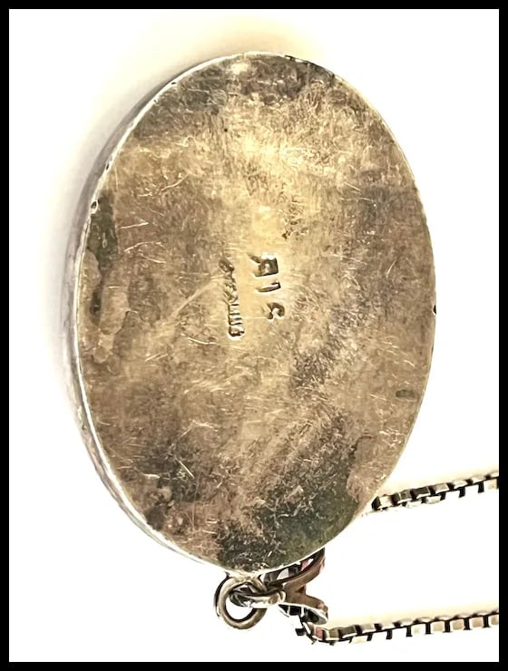 Vintage Sterling Silver Rose Quartz Oval Pendant on Sterling Silver Chain Necklace - 5