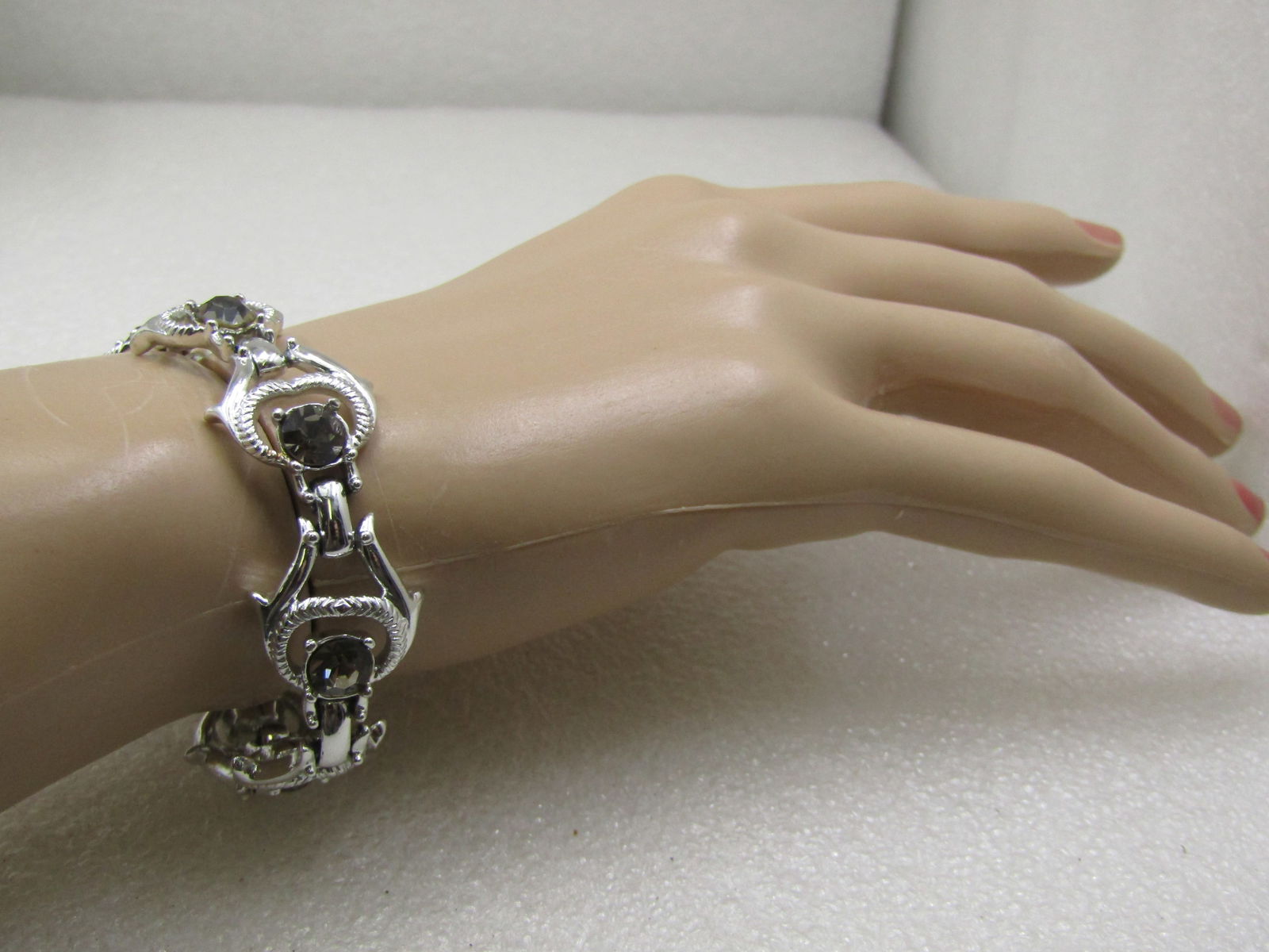 Vintage Silver Tone Rhinestone Sarah Coventry Bracelet, 7" - 3