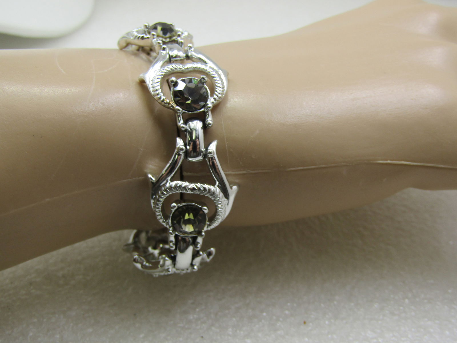 Vintage Silver Tone Rhinestone Sarah Coventry Bracelet, 7" - 4