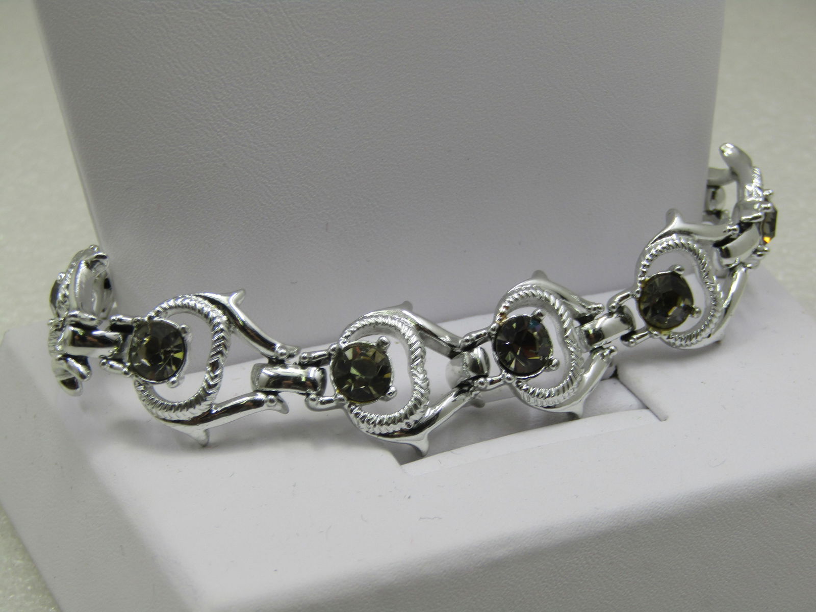 Vintage Silver Tone Rhinestone Sarah Coventry Bracelet, 7" - 6