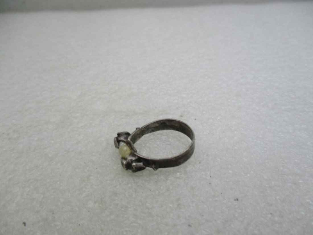 Vintage Sterling Freshwater Pearl Ring, Sz. 5.5, Pre-1950's - 4