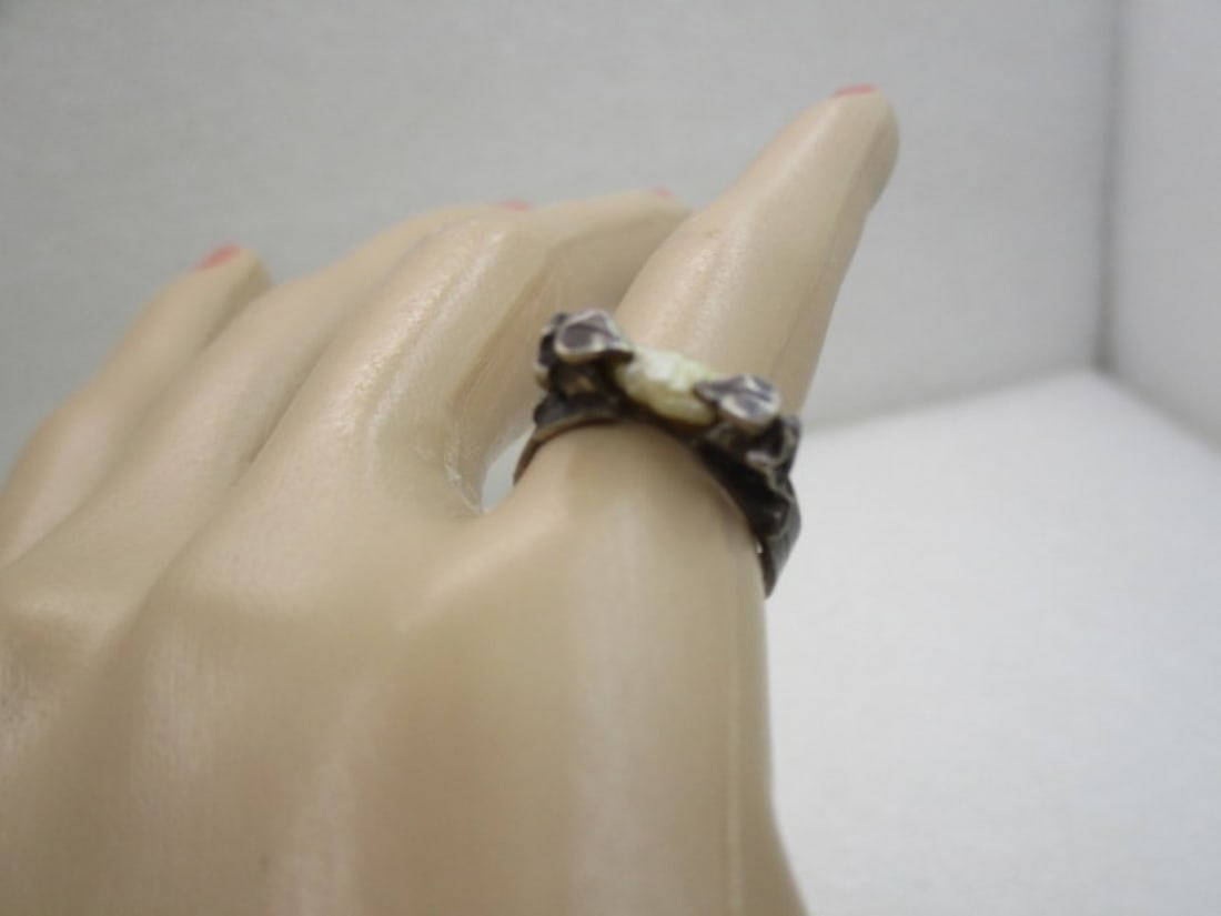 Vintage Sterling Freshwater Pearl Ring, Sz. 5.5, Pre-1950's - 6