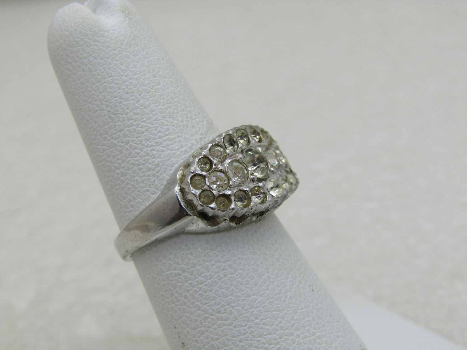 Vintage Sterling Art Deco Paste Ring, Clark & Combs, 1930's-1940's, Sz. 6 (NL) - 2