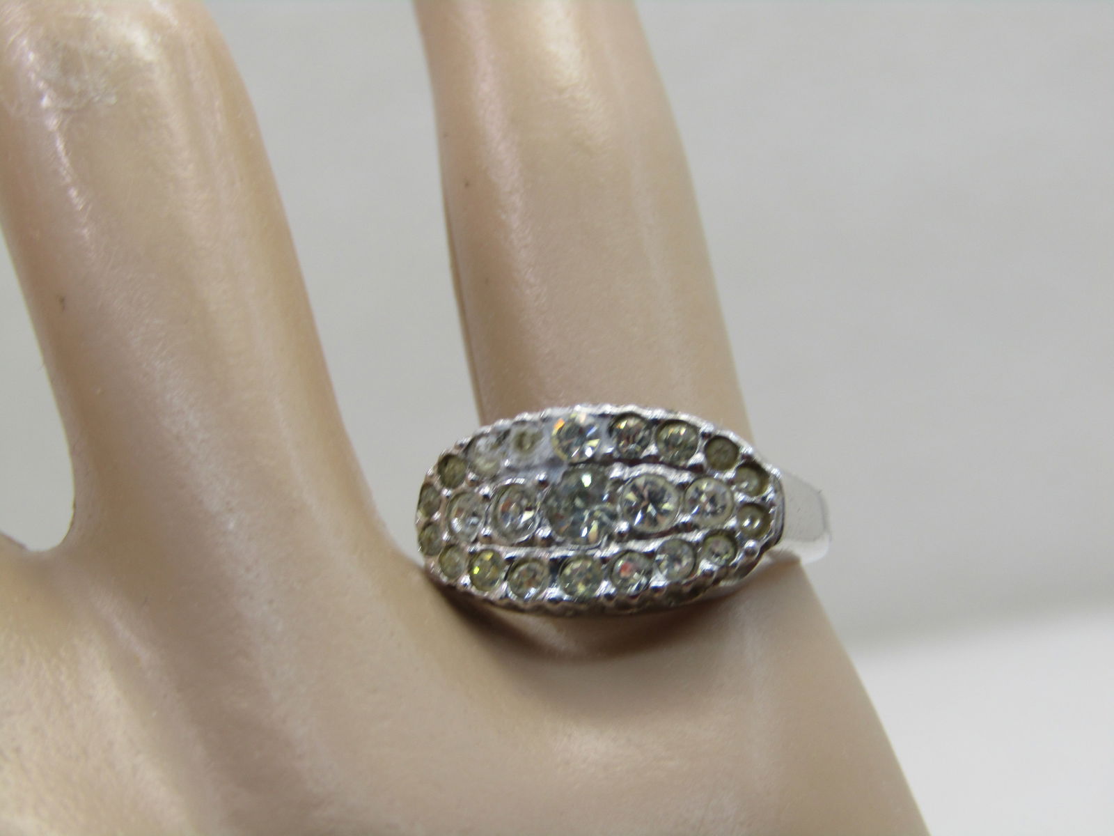 Vintage Sterling Art Deco Paste Ring, Clark & Combs, 1930's-1940's, Sz. 6 (NL) - 8