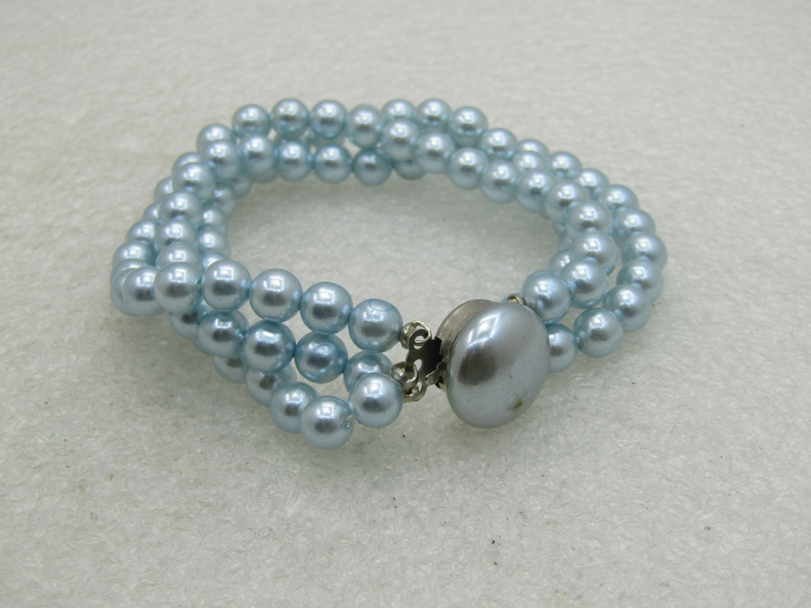 Vintage Baby Blue Faux Pearl Multi-Link Bracelet, 7-1/8", 1950's-1960's - 2