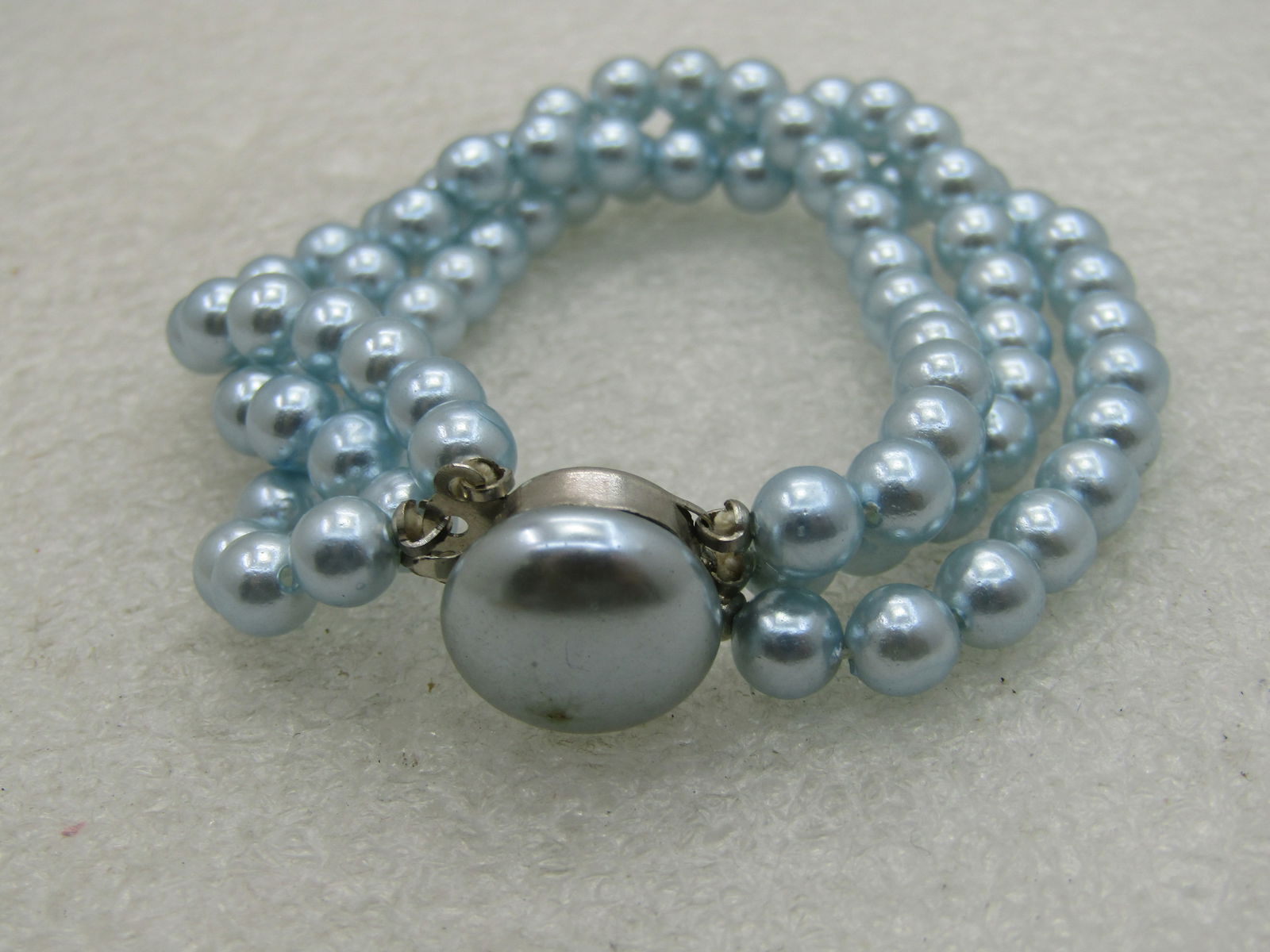 Vintage Baby Blue Faux Pearl Multi-Link Bracelet, 7-1/8", 1950's-1960's - 3