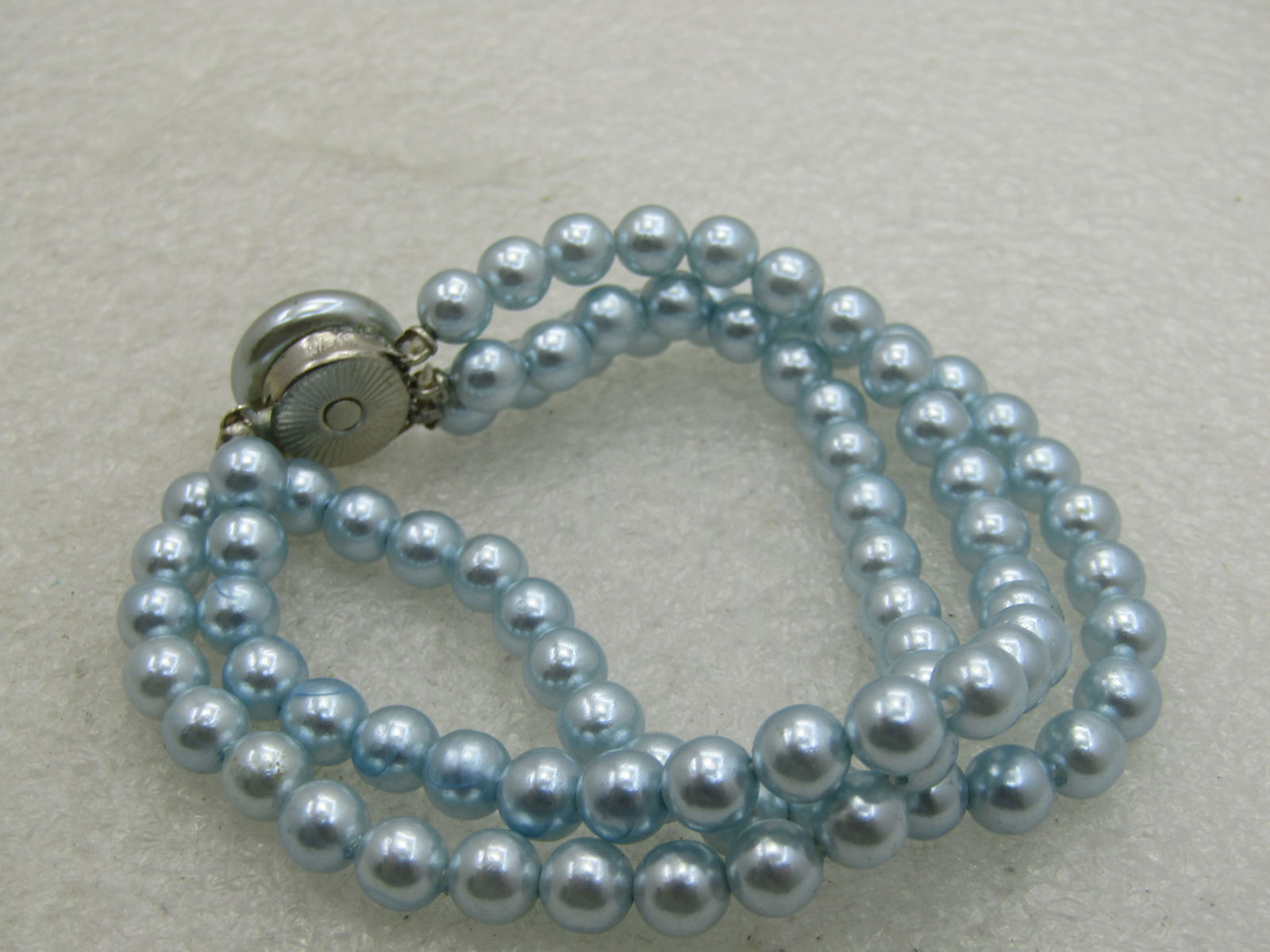 Vintage Baby Blue Faux Pearl Multi-Link Bracelet, 7-1/8", 1950's-1960's - 4