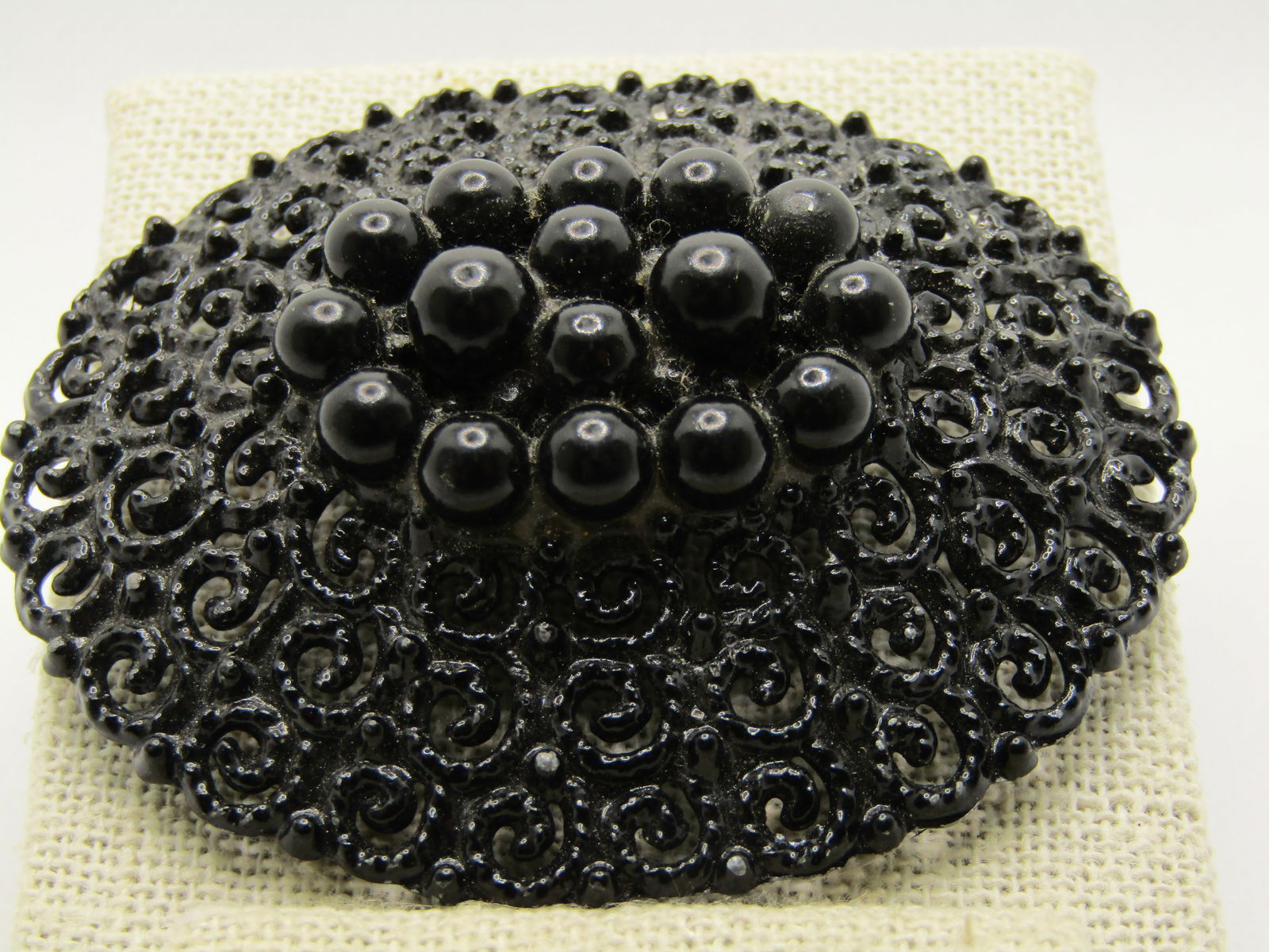 Vintage Black Enameled Shoe Buckle/Buckle, Domed 2.5" by 2" (1 of 7)