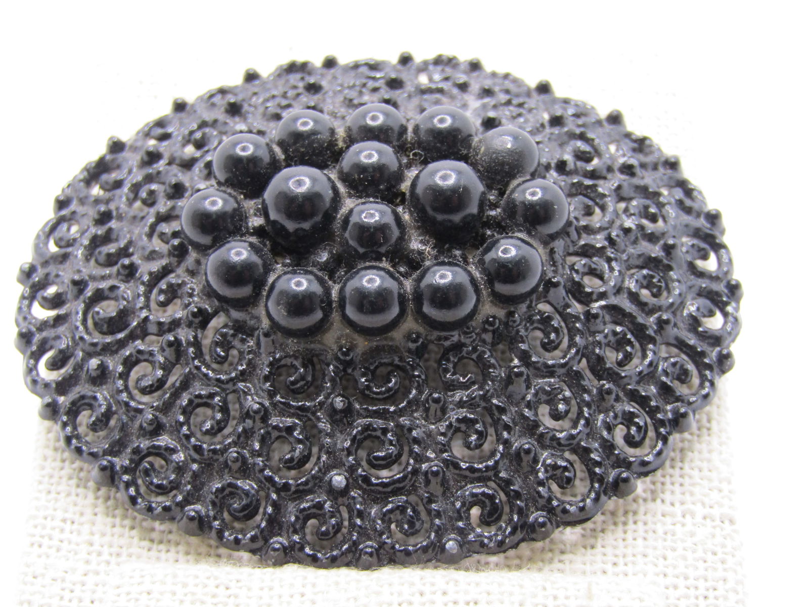 Vintage Black Enameled Shoe Buckle/Buckle, Domed 2.5" by 2" - 2