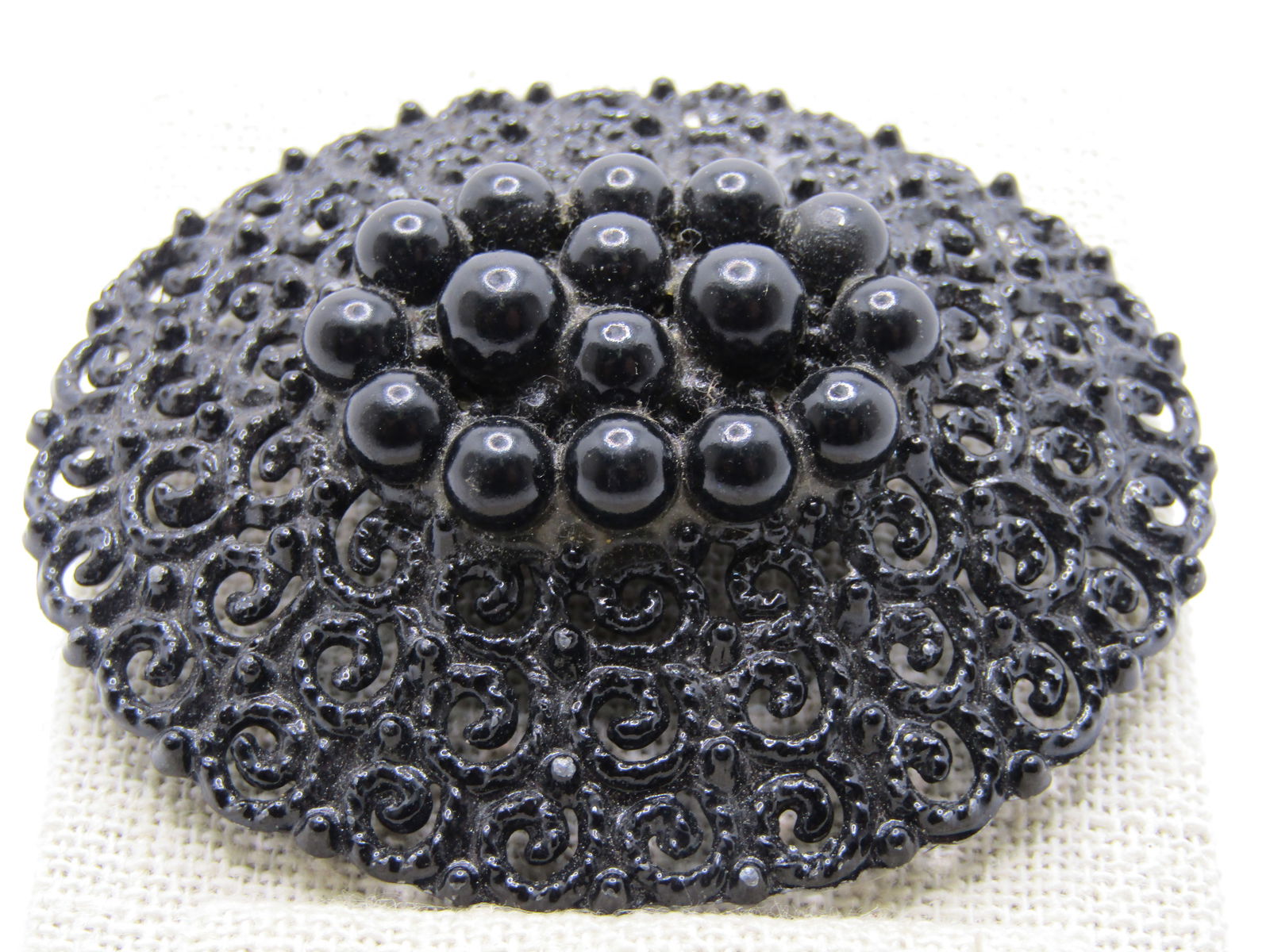 Vintage Black Enameled Shoe Buckle/Buckle, Domed 2.5" by 2" - 3