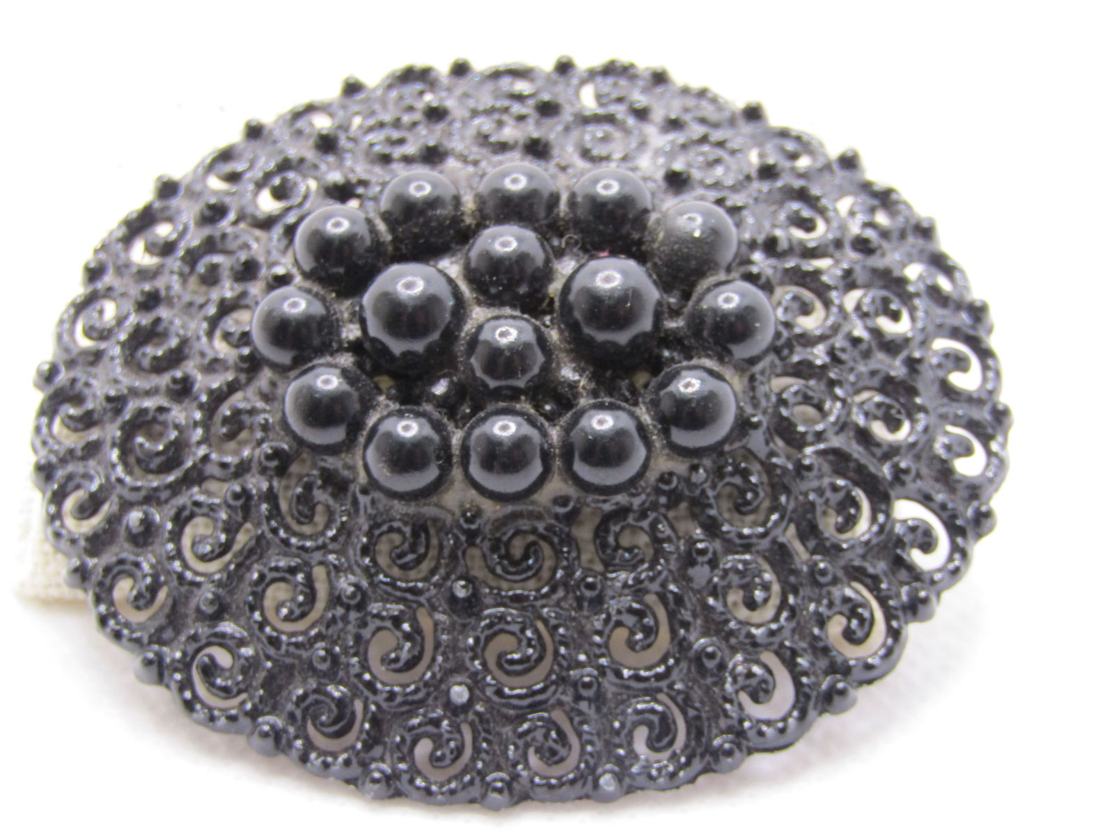 Vintage Black Enameled Shoe Buckle/Buckle, Domed 2.5" by 2" - 4