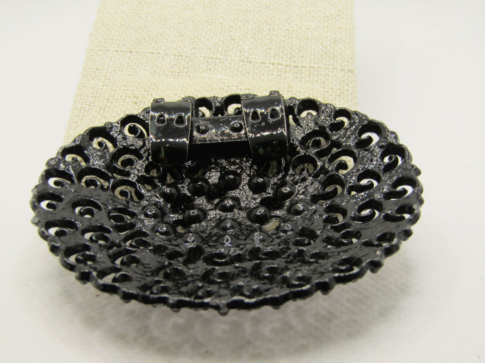 Vintage Black Enameled Shoe Buckle/Buckle, Domed 2.5" by 2" - 7