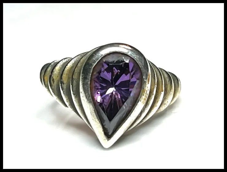 Vintage Sterling Silver Amethyst Ring - 3