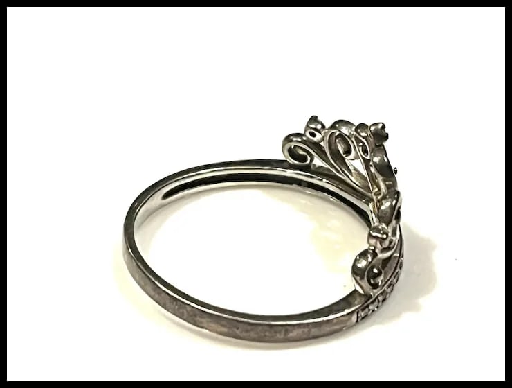 Estate Sterling Silver and Diamond RL HK Princess Tiara Ring - 5