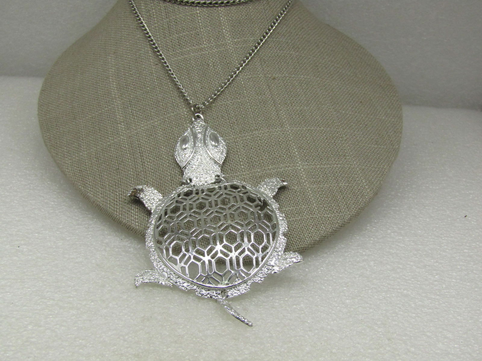 Vintage Jointed Turtle Necklace Silver Tone, 24", 1960's-1970's (1 of 7)