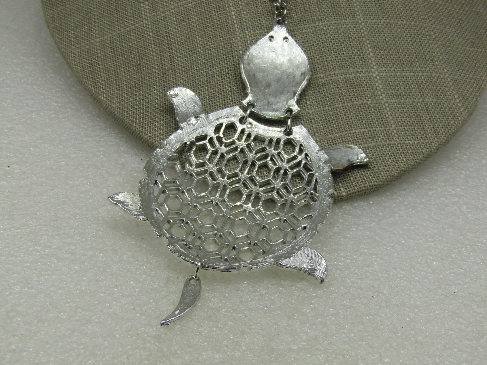 Vintage Jointed Turtle Necklace Silver Tone, 24", 1960's-1970's - 5