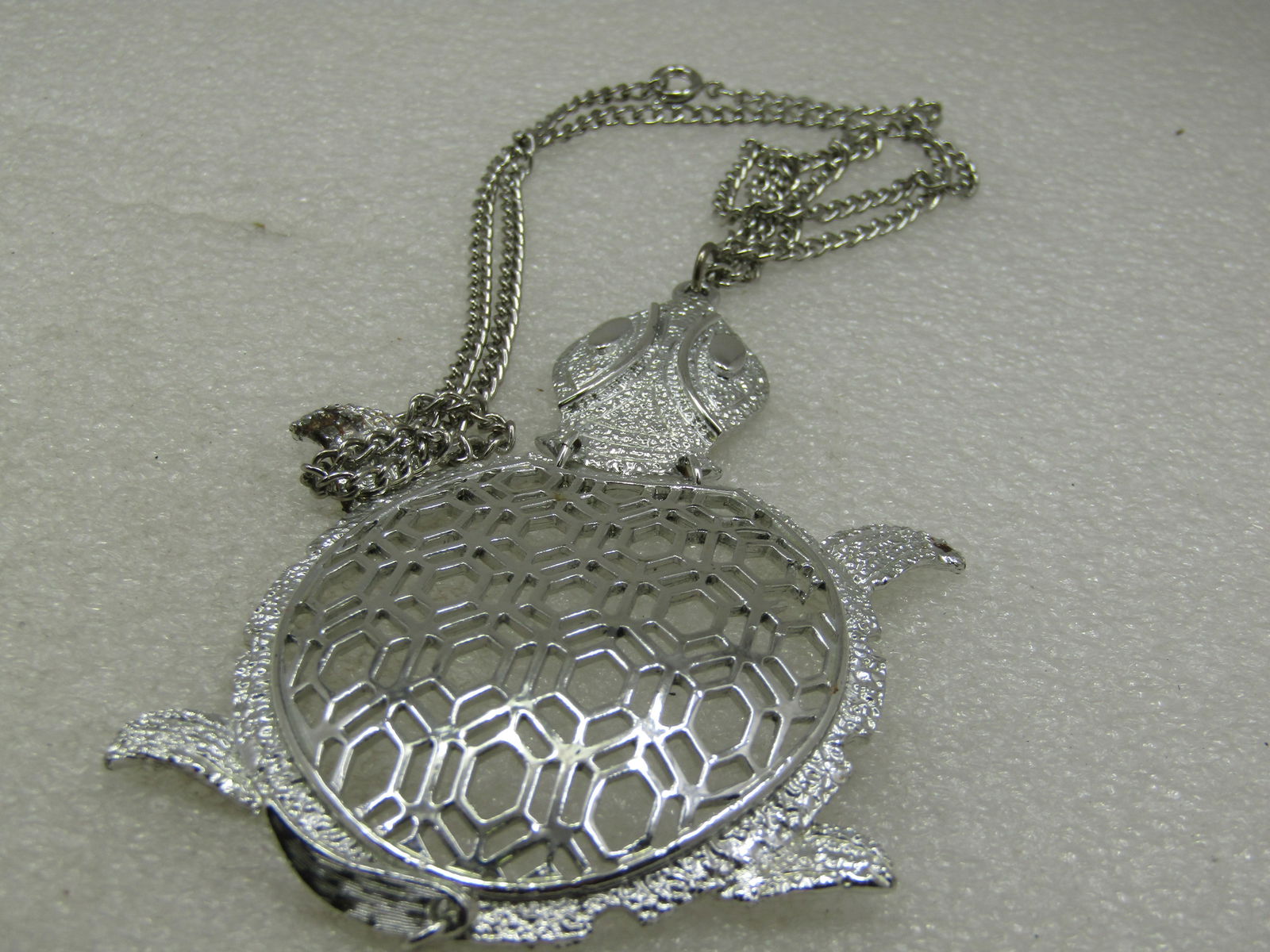 Vintage Jointed Turtle Necklace Silver Tone, 24", 1960's-1970's - 6