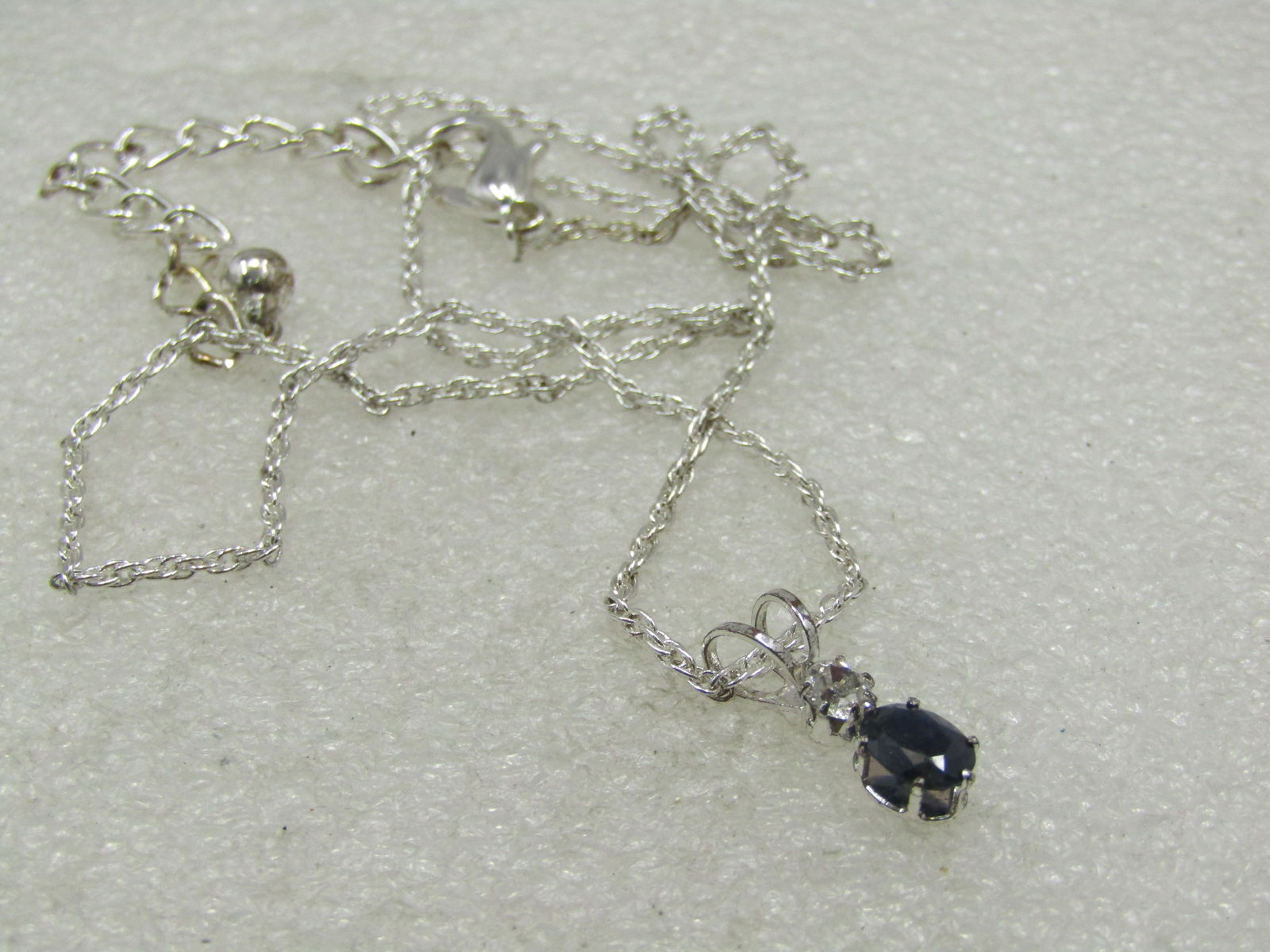 Sapphire & CZ Necklace, 21", Silver Tone - 2