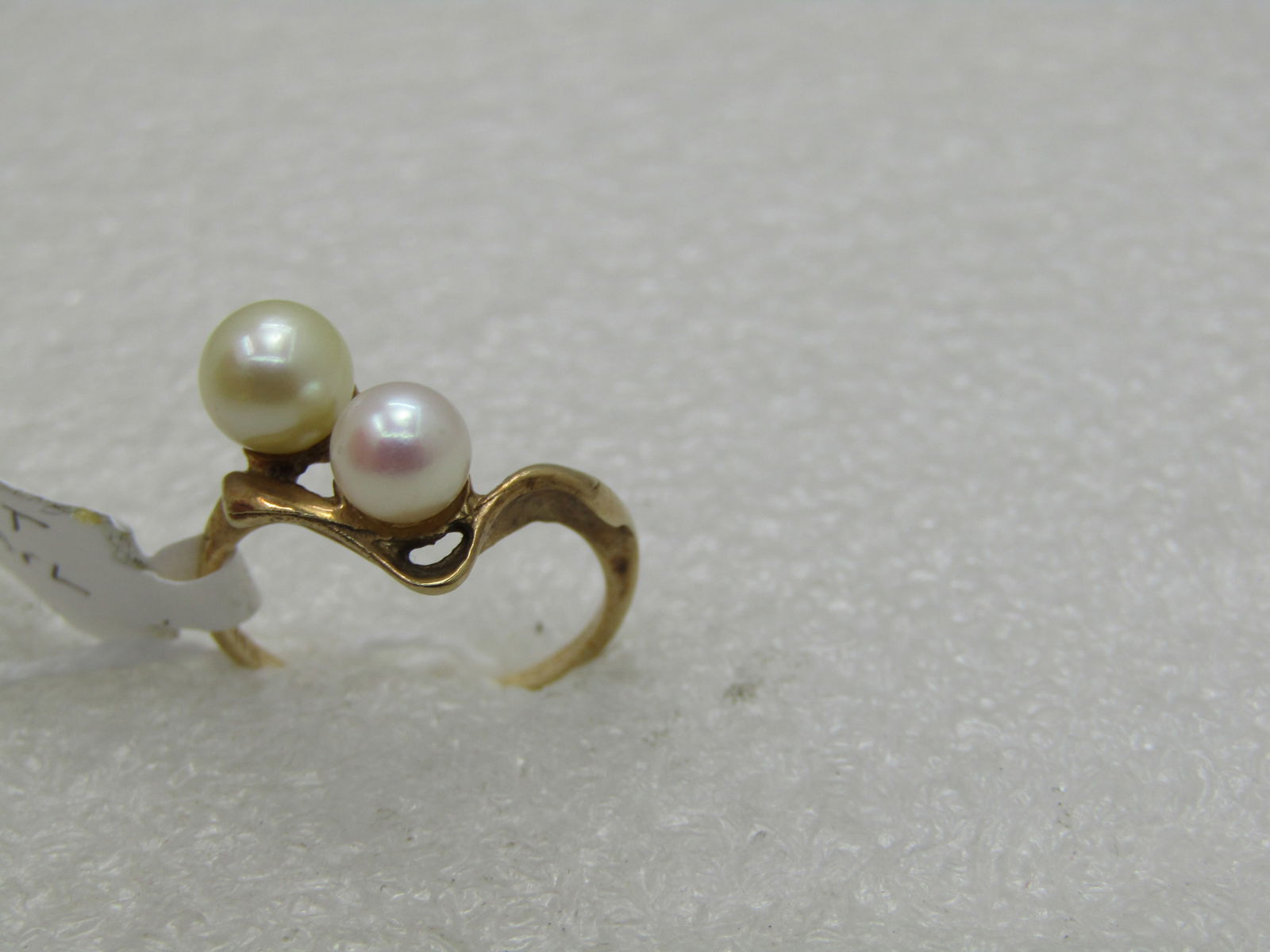Vintage 10kt Double Pearl Ring, Sz. 7 - 7