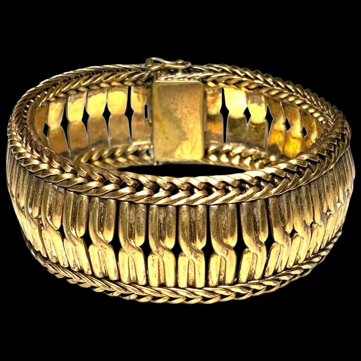 Vintage Oro Enchapado Fancy Link Gold Fill Bracelet (1 of 7)