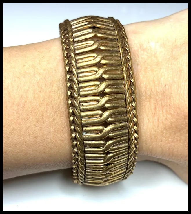 Vintage Oro Enchapado Fancy Link Gold Fill Bracelet - 7