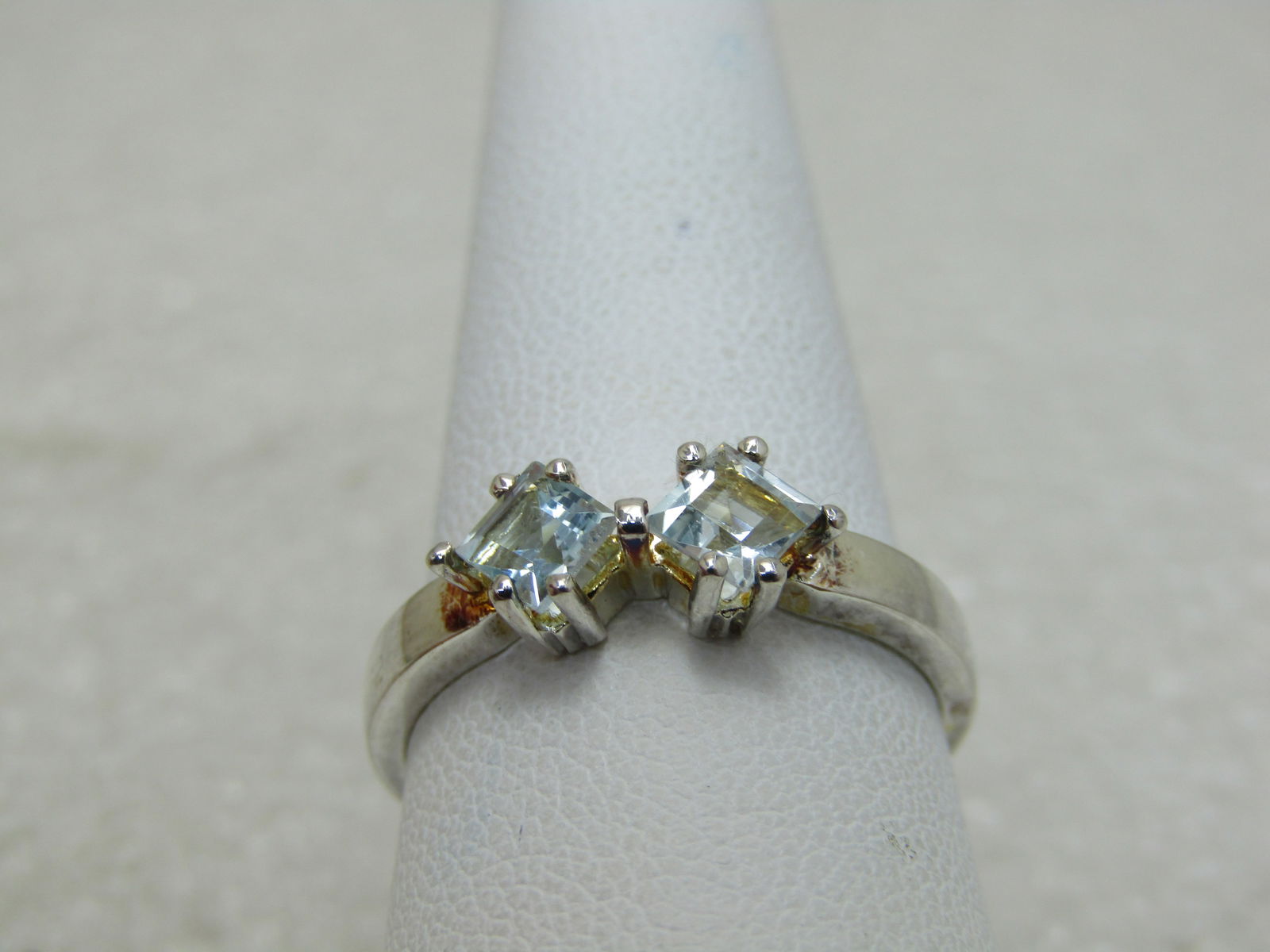 Rhodium Plated Blue Topaz Ring, Sz. 9.5, 2.81 gr. - 2