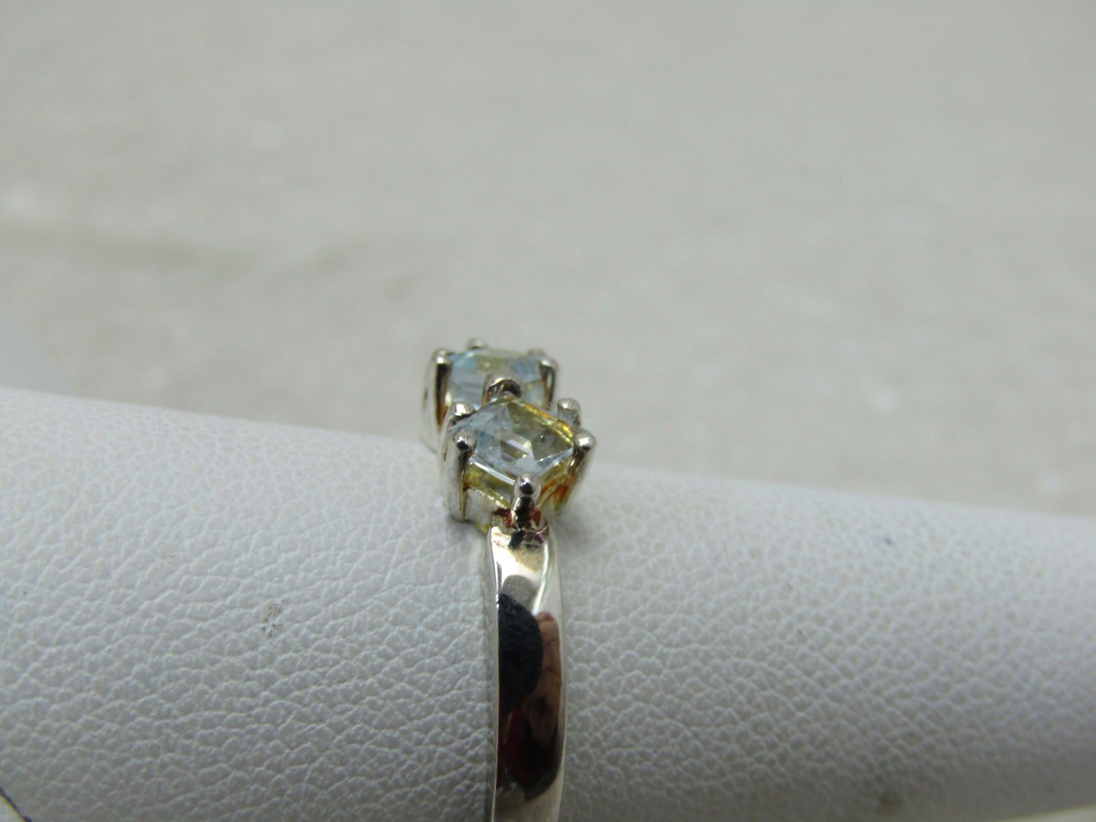 Rhodium Plated Blue Topaz Ring, Sz. 9.5, 2.81 gr. - 3