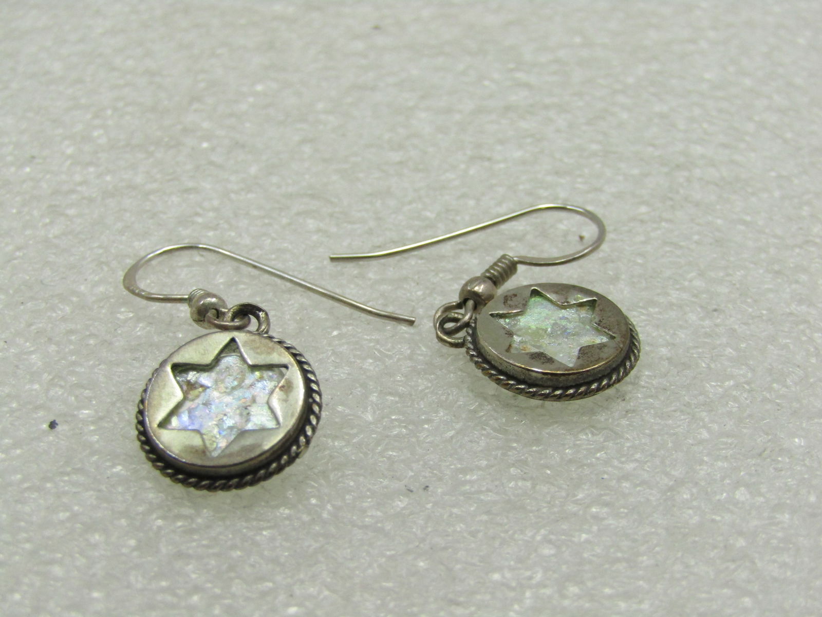 Vintage Sterling Glitter Star Earrings, Pierced, 1.25" - 4