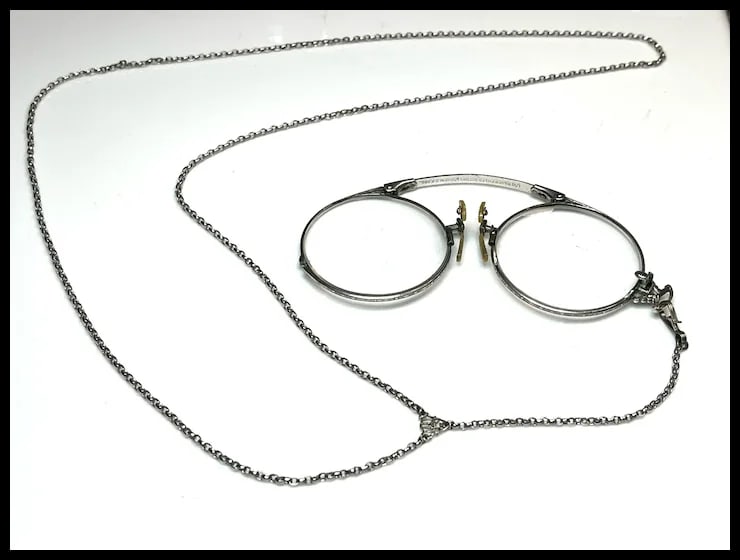 Antique Folding Glasses on Chain - 6
