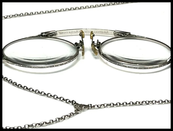 Antique Folding Glasses on Chain - 7