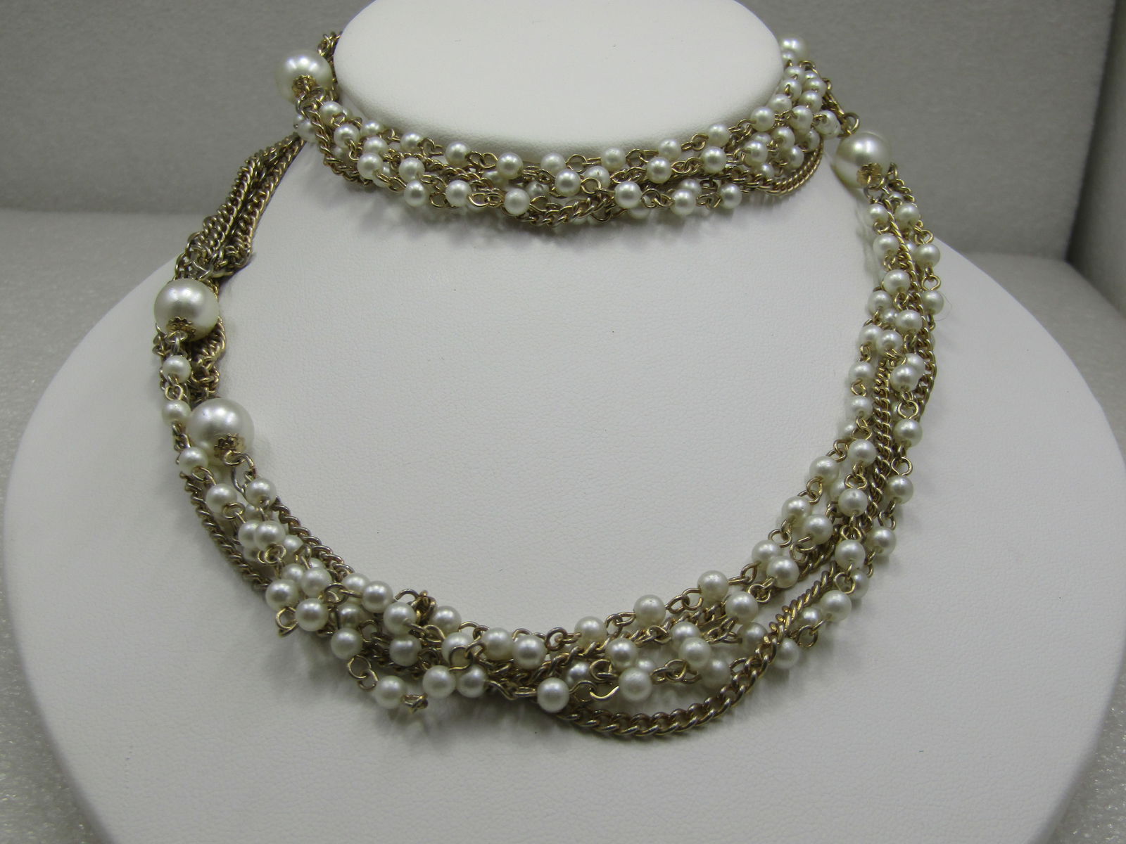 Vintage Faux Pearl Multi-Strand 56" Necklace 1960's (1 of 6)