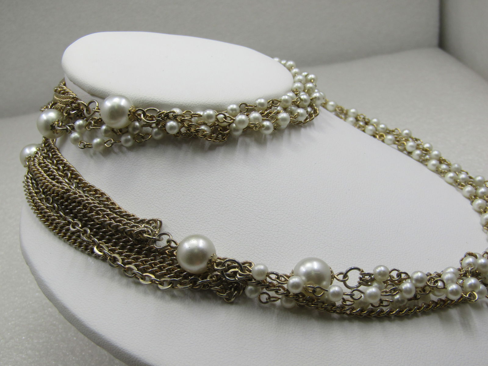 Vintage Faux Pearl Multi-Strand 56" Necklace 1960's - 3