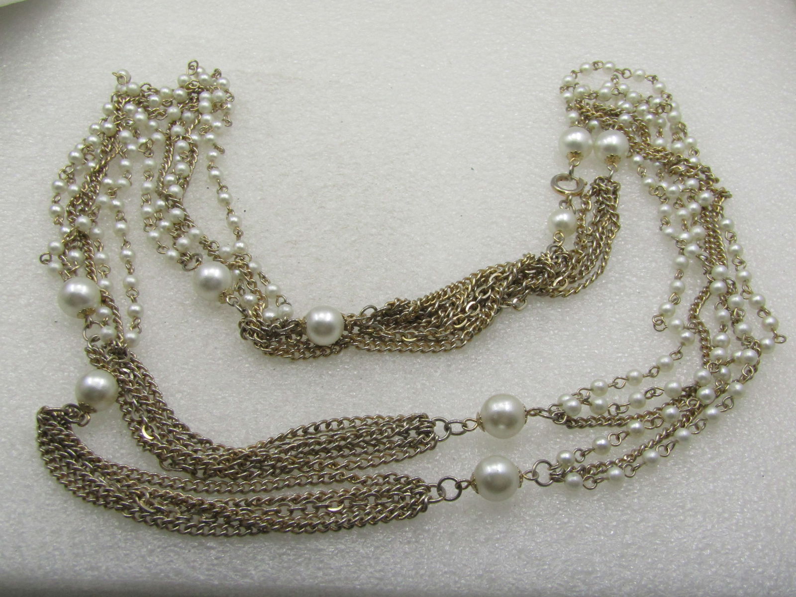 Vintage Faux Pearl Multi-Strand 56" Necklace 1960's - 5